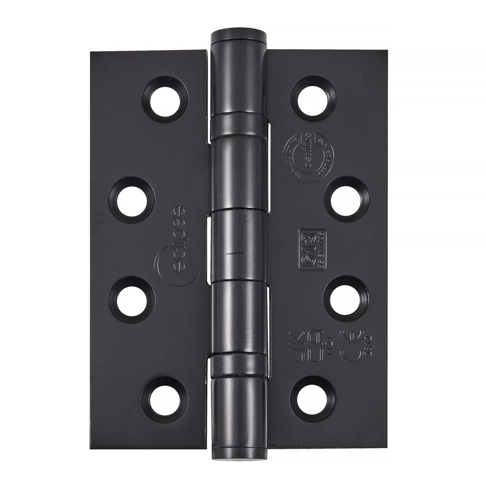 Eclipse 4 Inch (102mm) Ball Bearing Hinge Grade 13 Square Ends - Black (Sold in Pairs)